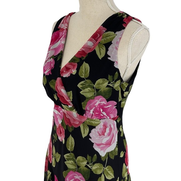 Another Thyme Womens Sleeveless Floral Chiffon Midi Dress Pullover Surplice 8 - Picture 8 of 12
